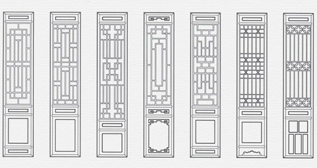 市南常用中式仿古花窗图案隔断设计图